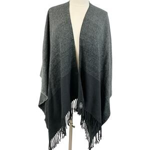 D&Y‎ Cape Shawl Sweater One Size Ombre Stripe Minimalist Bohemian Cozy Western